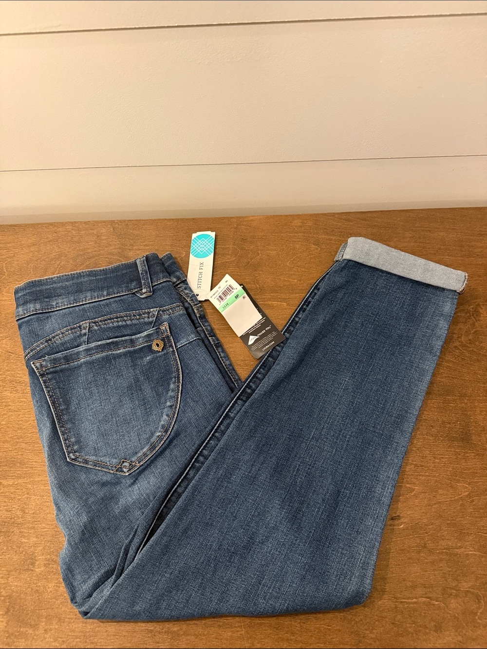 Democracy Blue Ankle Crop Stretch Jeans with Cuffed Hem